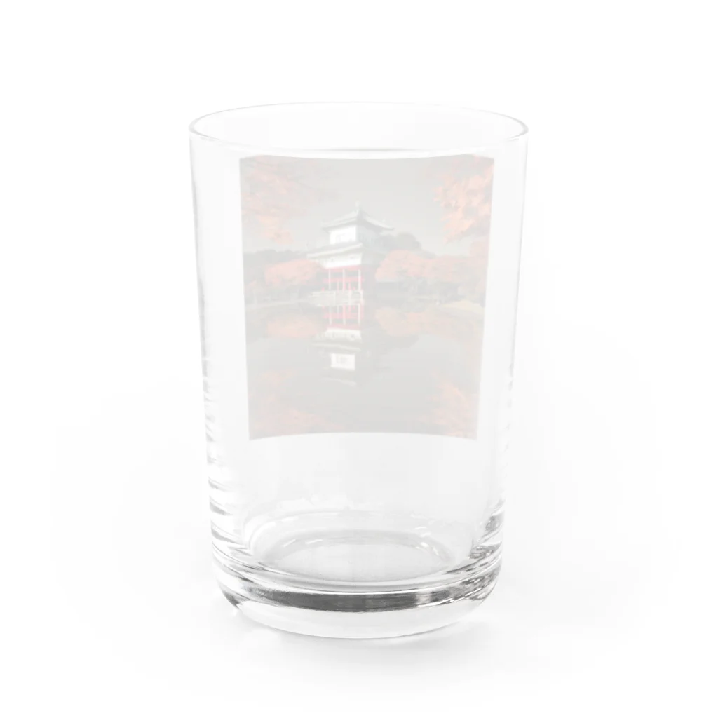 yohiti193の池に映る日本の歴史的建造物と紅葉 Water Glass :back