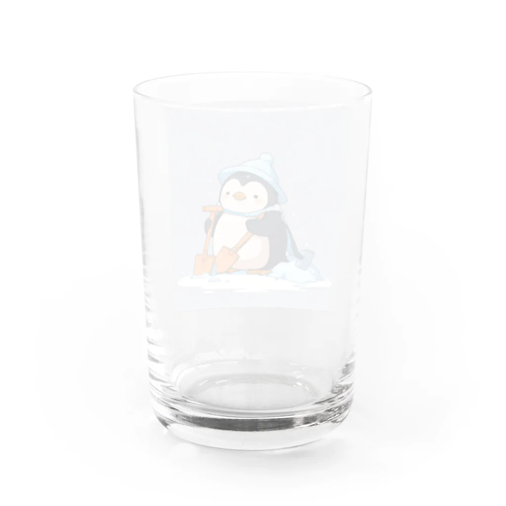 ganeshaのかわいいペンギンとおもちゃのシャベル Water Glass :back