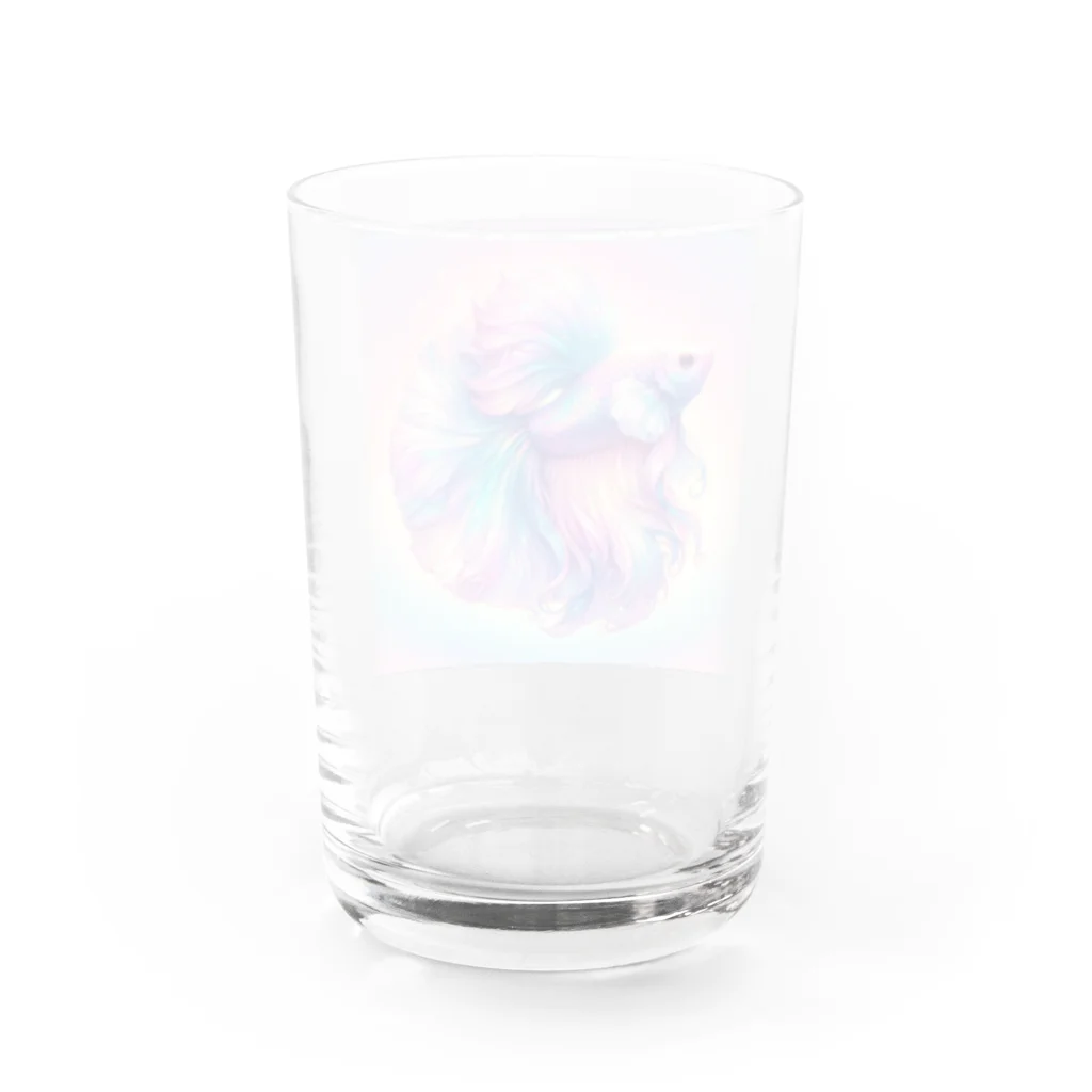 くちベタのユニコーンカラーのハーフムーンベタ Water Glass :back