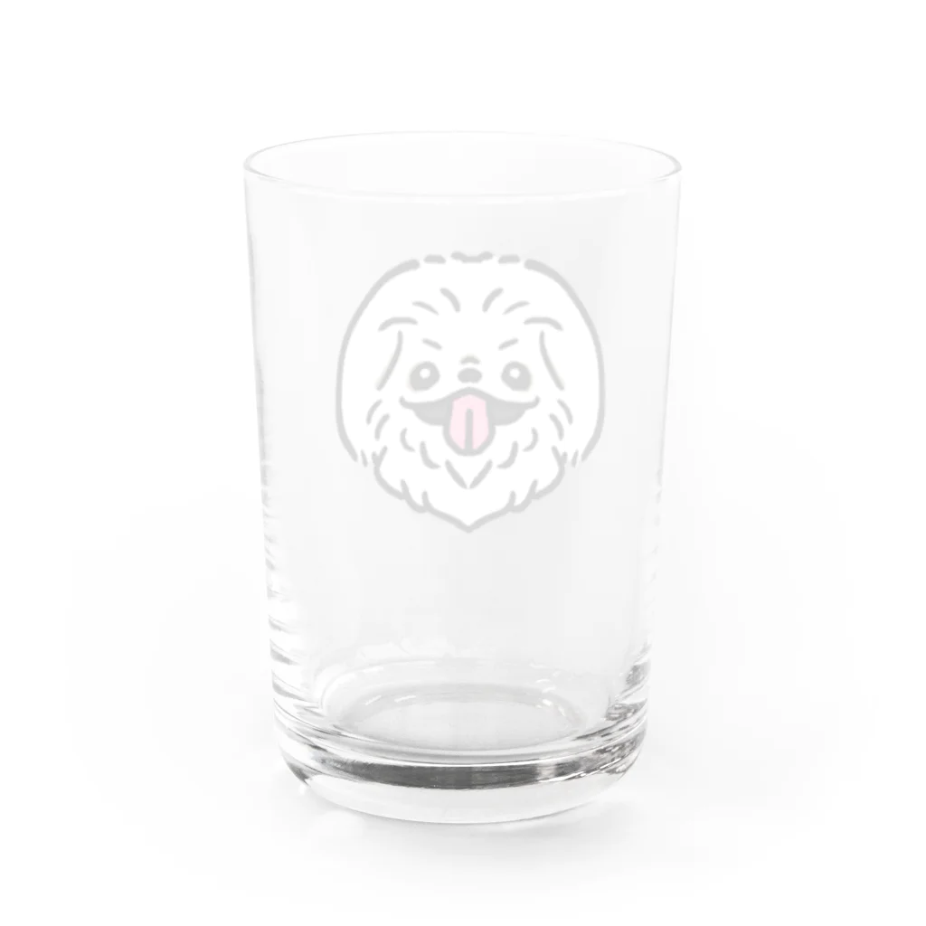 ペキニーズ好きによるペキニーズグッズ屋さんのニコニコペキニーズ（ロングホワイト) Water Glass :back