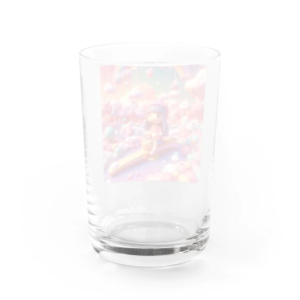 キュート＆クールの夕暮れ時のシーソー少女（３Dアニメ風） Water Glass :back