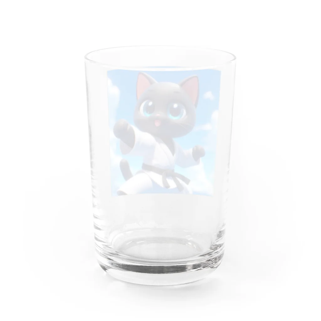 キュート＆クールの空手家クロネコ君・バージョン２ Water Glass :back