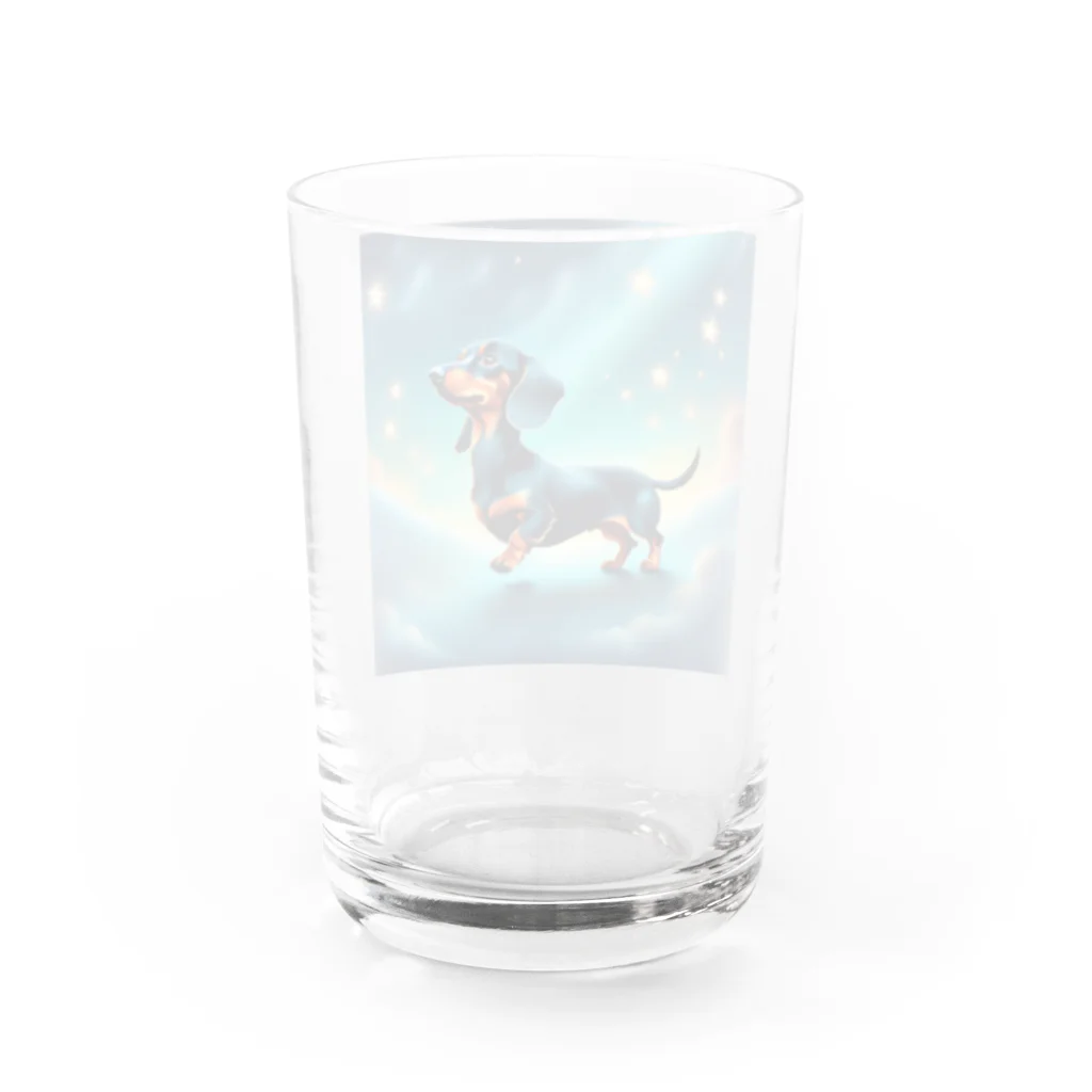 Tom's　ＳＨＯＰの星空を散歩するミニチュアダックスフンド Water Glass :back
