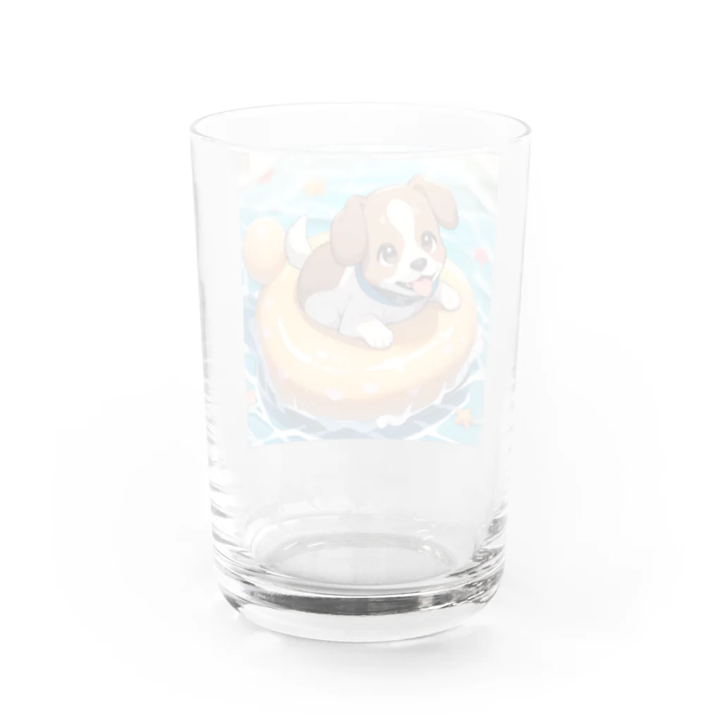 柴犬しばわんこhana873の海水浴してるワンコちゃん Water Glass :back