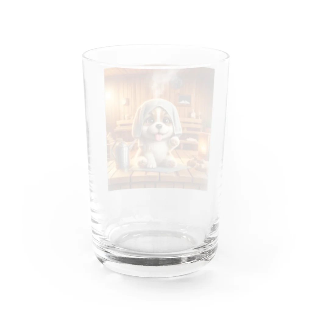 サウナーグッズショップのわんこがサウナ Water Glass :back