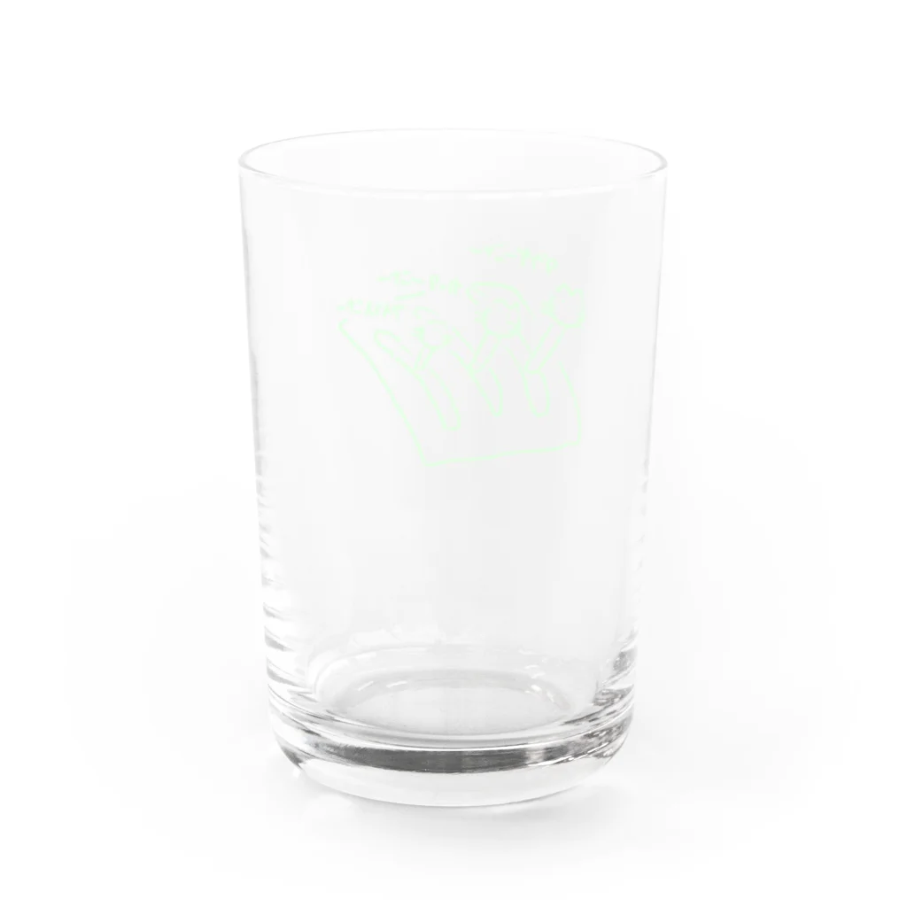 knockin-bluesのPIN３種猫(緑) Water Glass :back