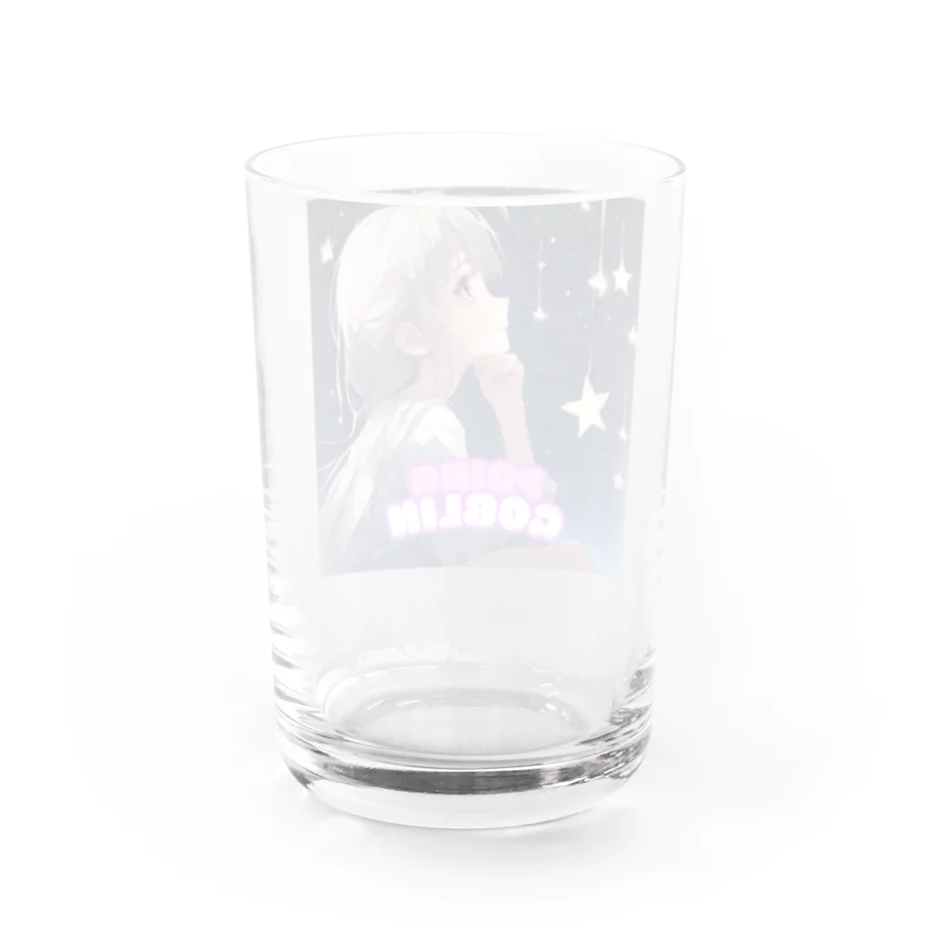 プリンゴブリンの星空を見上げて、夢を見ている子さん Water Glass :back