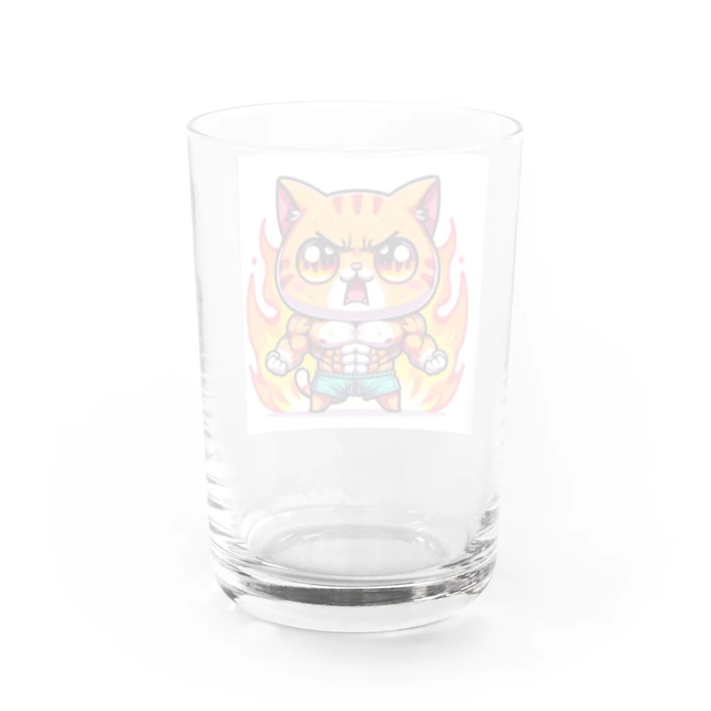 pikapikaの燃える猫マッチョ Water Glass :back