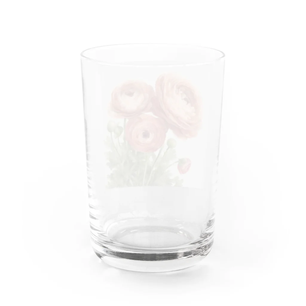 teatimeのピンクのラナンキュラス Water Glass :back