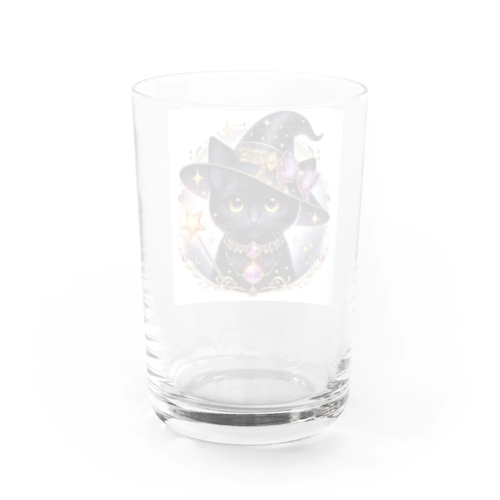 黒猫ギャラリー🐈‍⬛の黒猫の魔法使い Water Glass :back