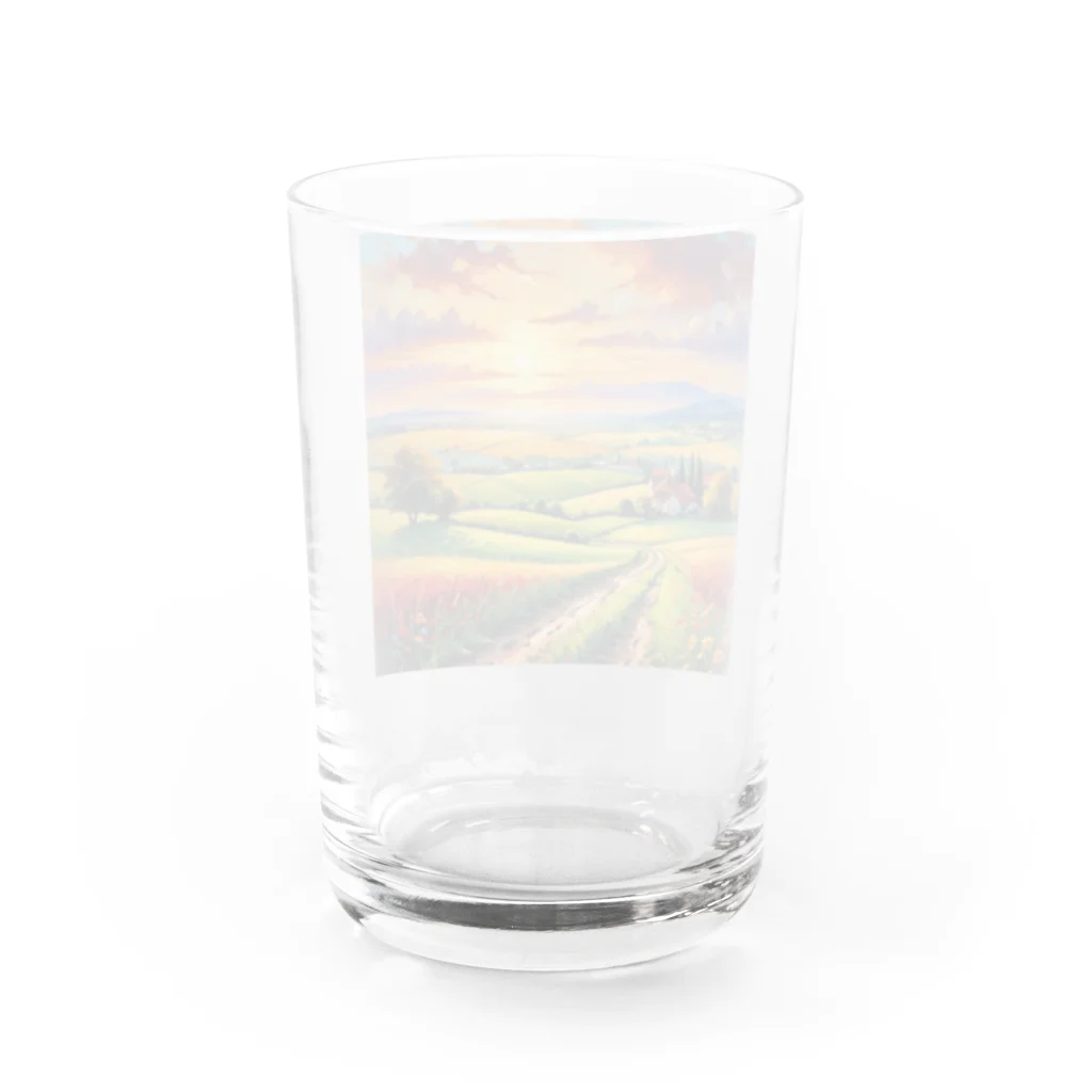 hitayakiの夕日に染まる田園風景 Water Glass :back