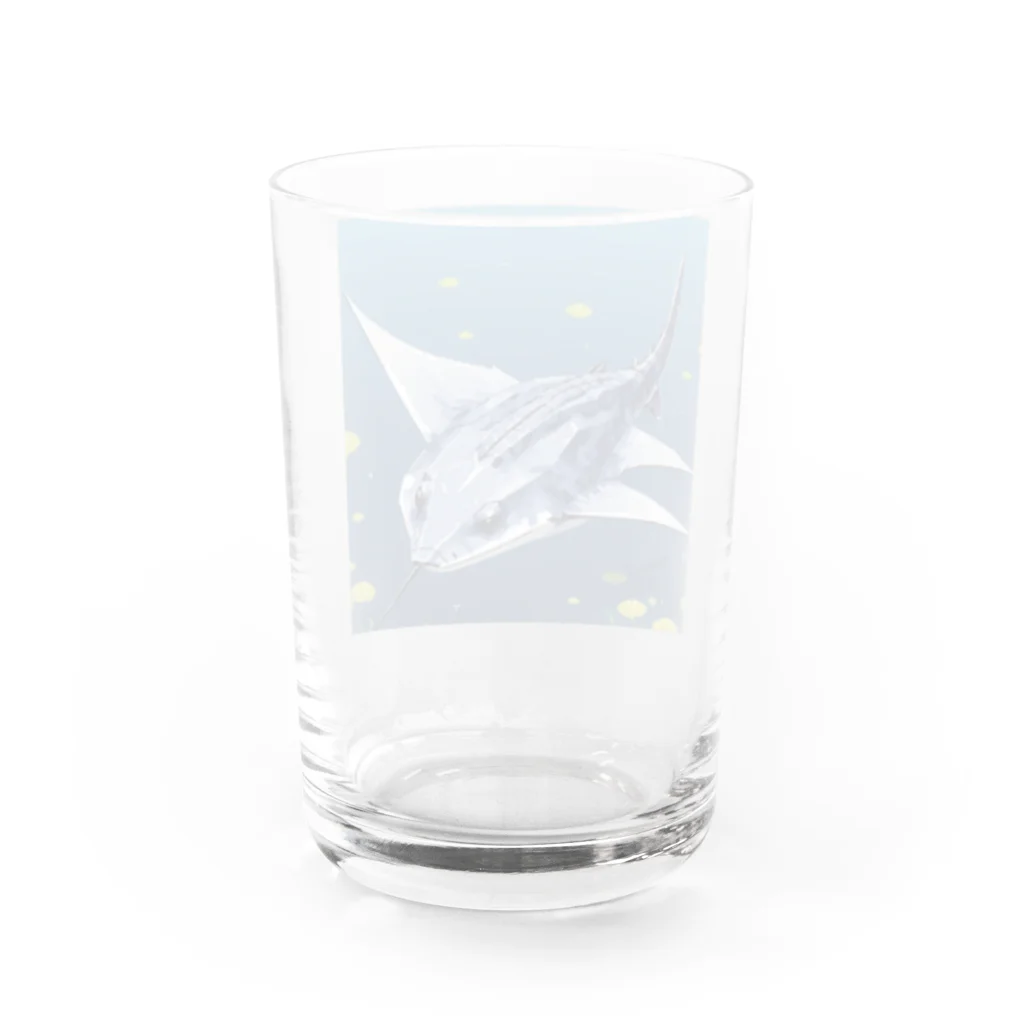 SUZURI56のドット絵ノコギリザメ Water Glass :back