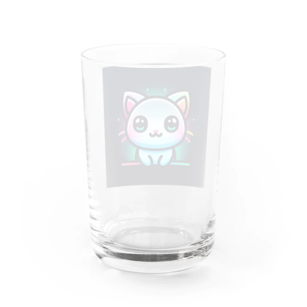 キャピキャピのネオン系の可愛い猫 Water Glass :back