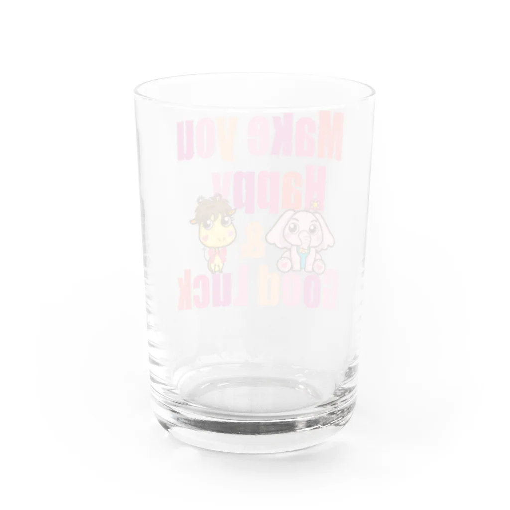 H&L_lab.のハピぞうくんとラキりんちゃん Water Glass :back