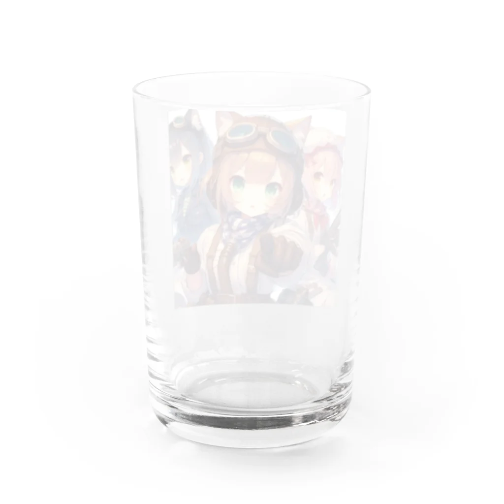 SWQAの猫パイロット仲間たち Water Glass :back