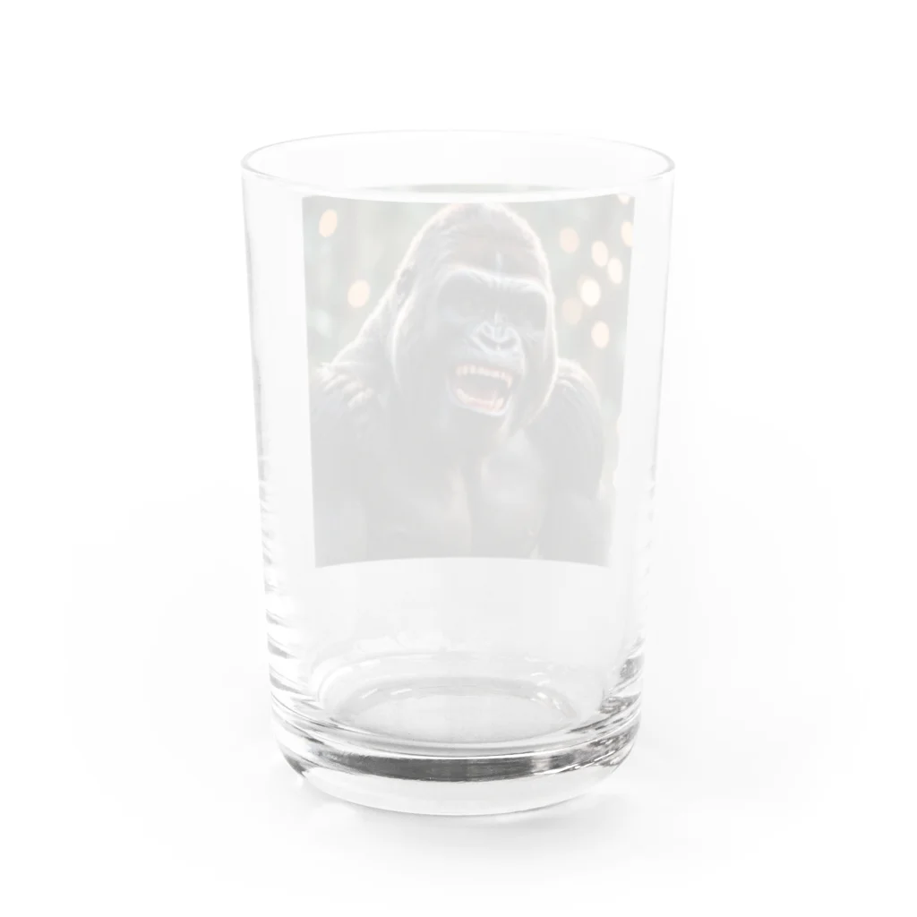 sunday_sataurday_freedayの喜んでいるゴリラ Water Glass :back