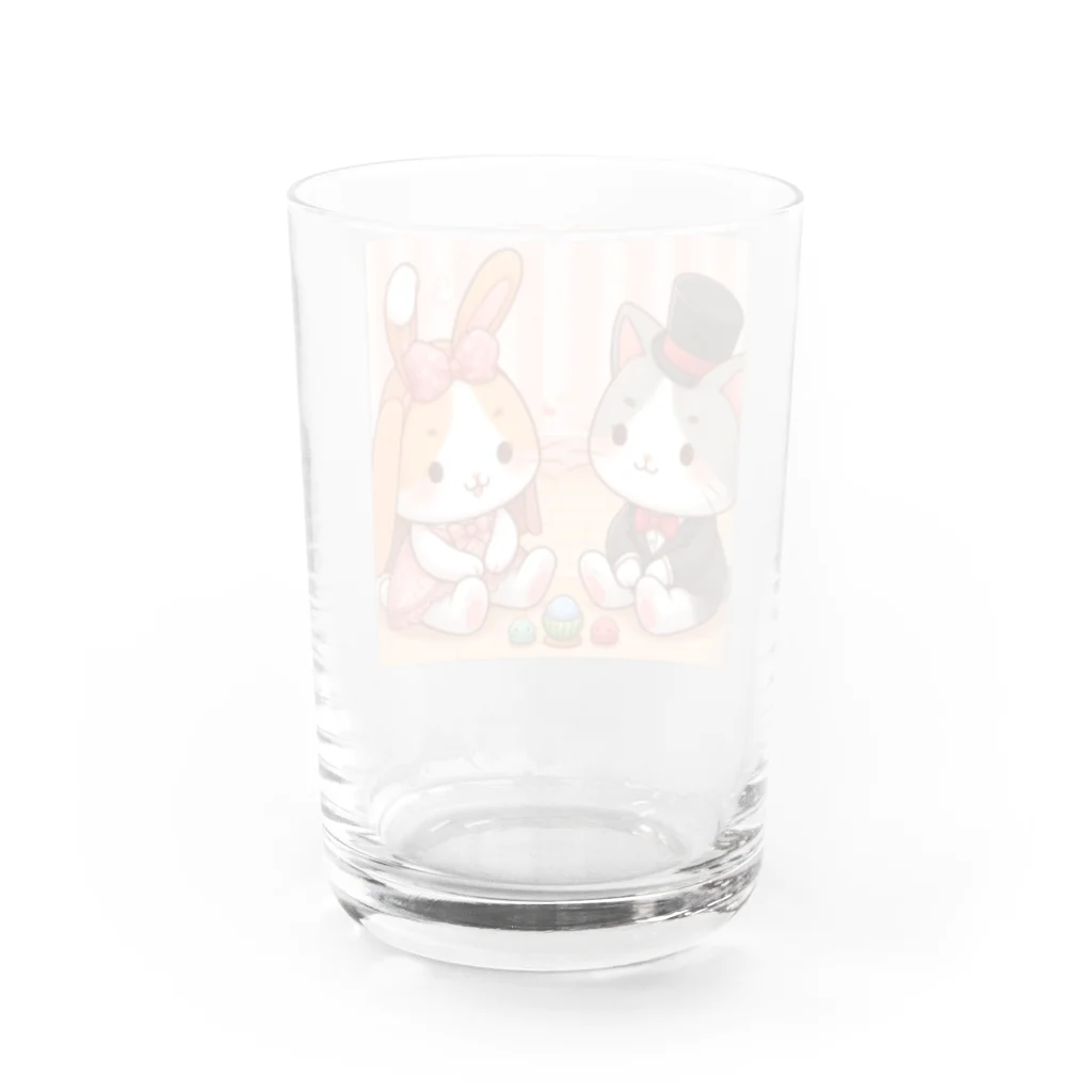 us shopのネコとウサギの戯れ Water Glass :back