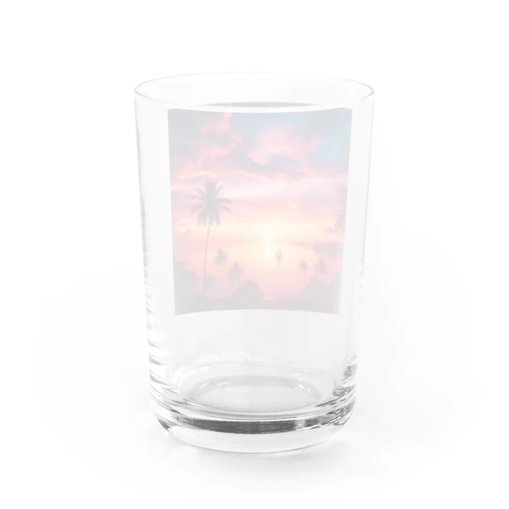 Rパンダ屋の「美しい夕焼け」グッズ Water Glass :back