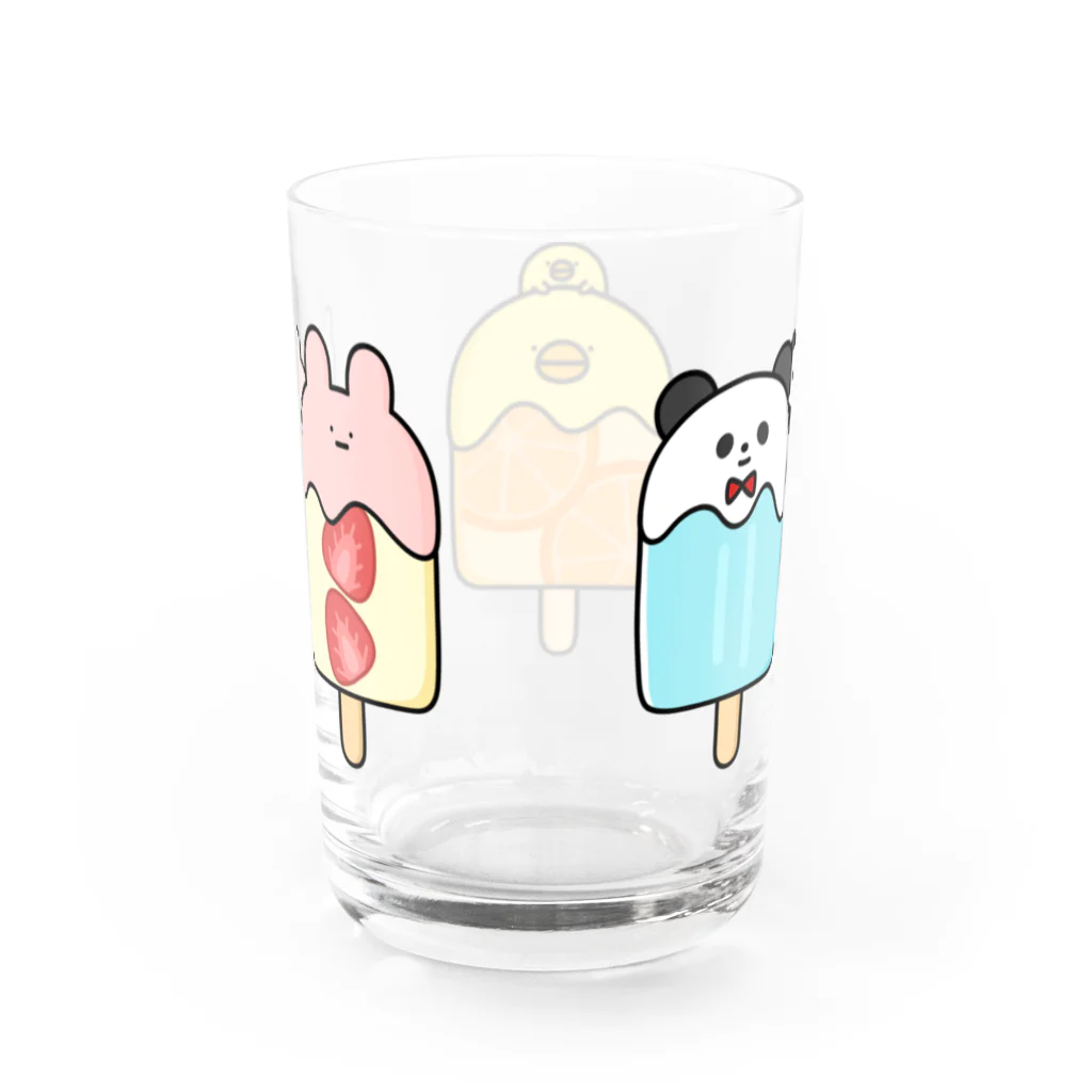 ぴょんずのおみせのアイスな3びき Water Glass :back