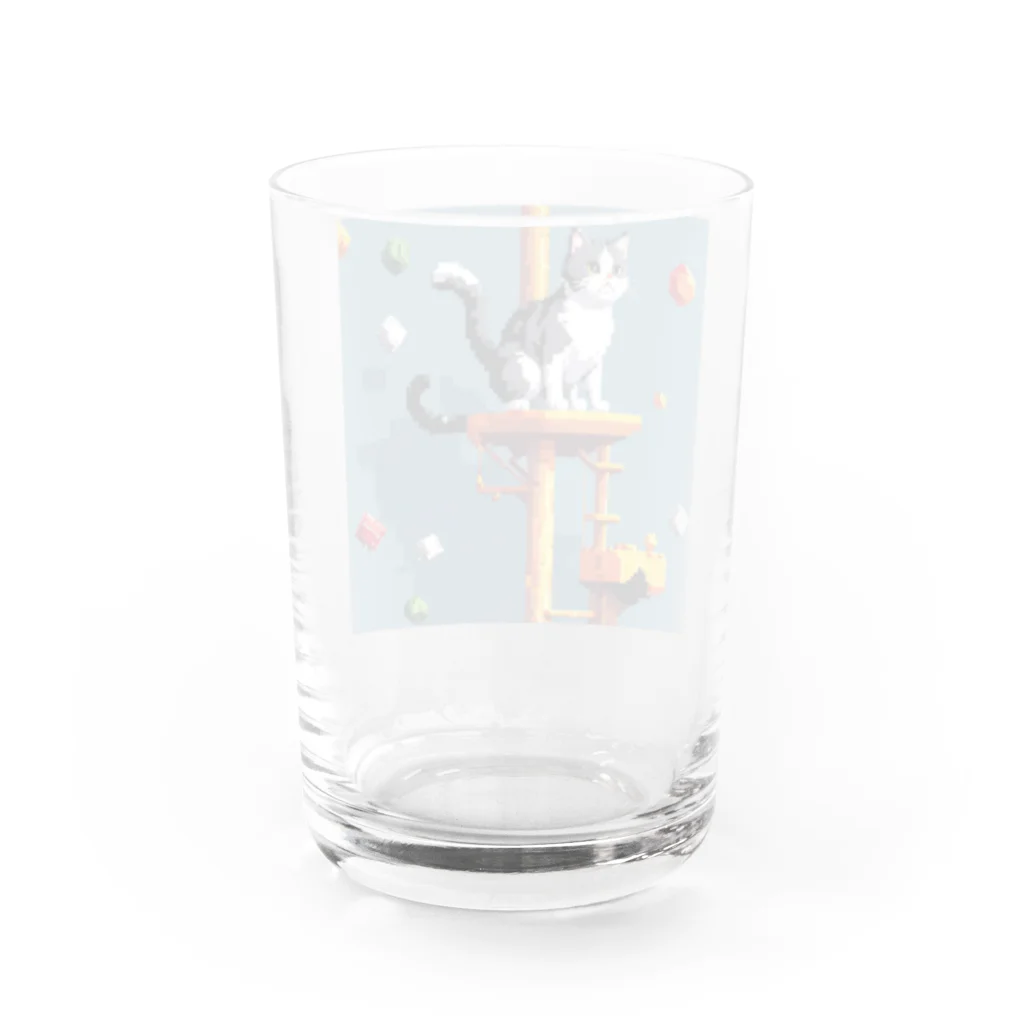 HIROKITI_HAPPYのキャットタワーで遊ぶ猫 Water Glass :back