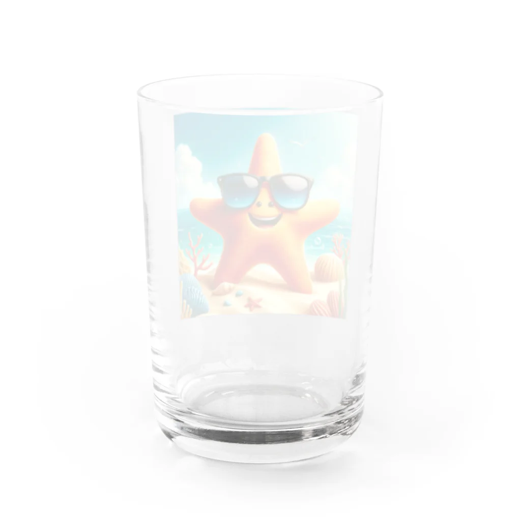 KIglassesのサングラスをかけた笑顔のヒトデ - 海の陽気な仲間！ Water Glass :back