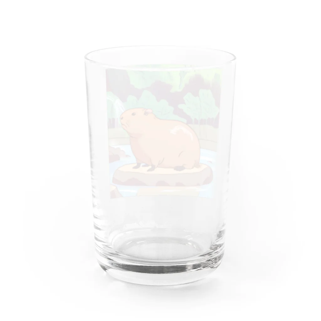 アマサキの癒しのアニメ調カピパラ Water Glass :back