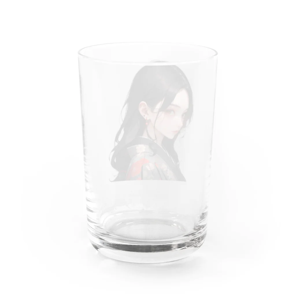 LONGSTONEの赤いピアスの着物美人 Water Glass :back