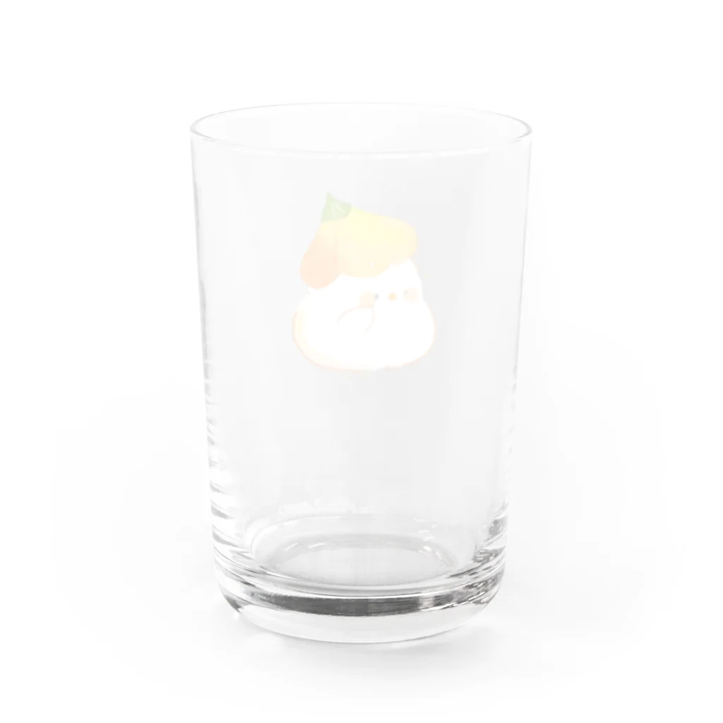 ほくほくろのお花の帽子を被ったことりさん Water Glass :back