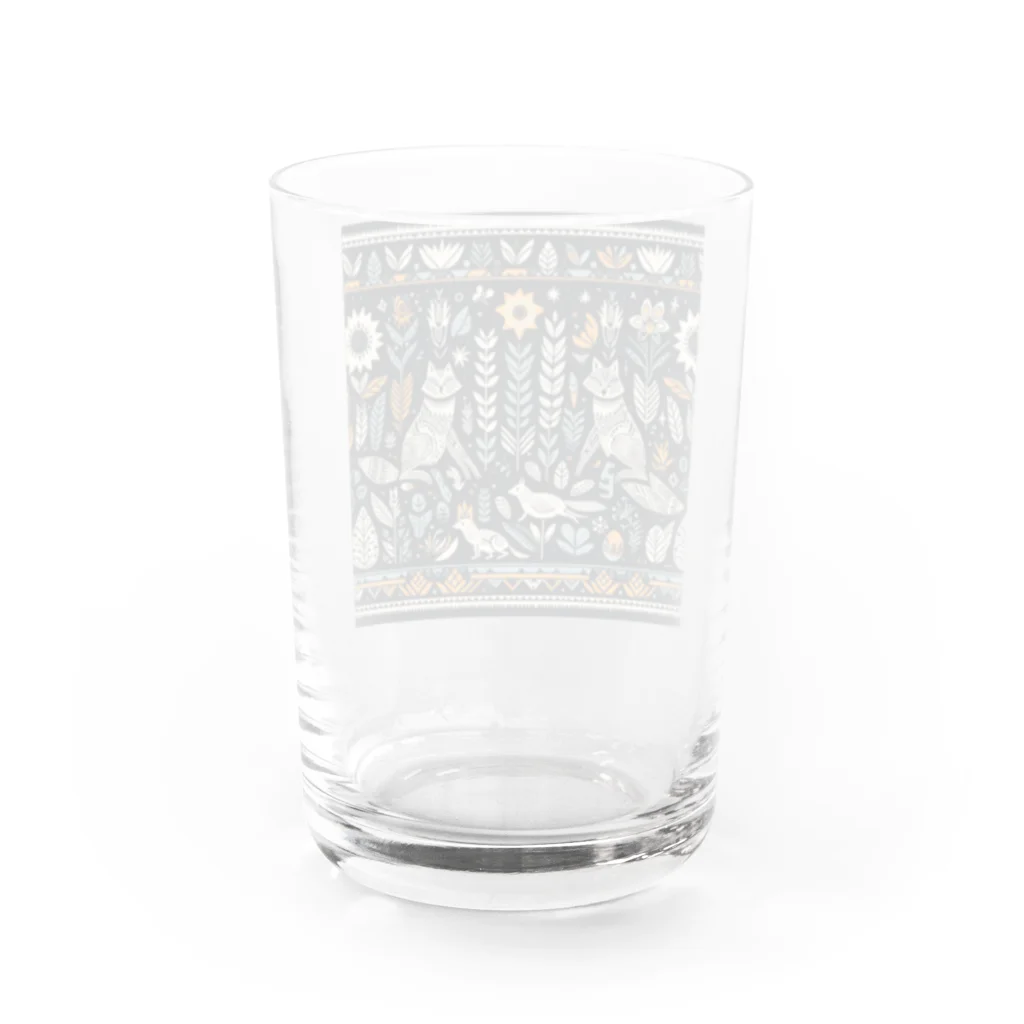 juny0823のトライバル　トリとオオカミA Water Glass :back