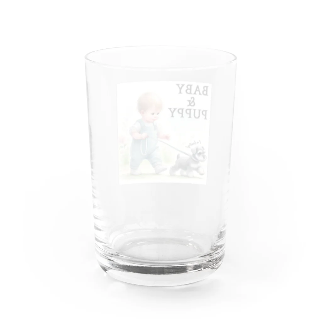 at_taroのSchnauzer leading a baby!! Water Glass :back