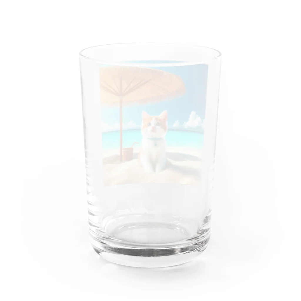 猫と紡ぐ物語の南国の海で一時のバカンスを楽しむ Water Glass :back