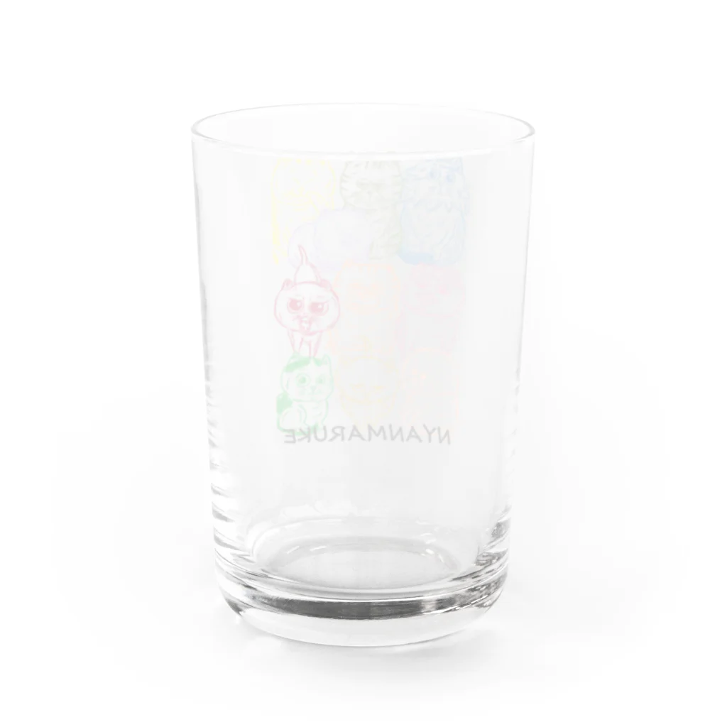 にゃんまるけのカラフルまるけ Water Glass :back