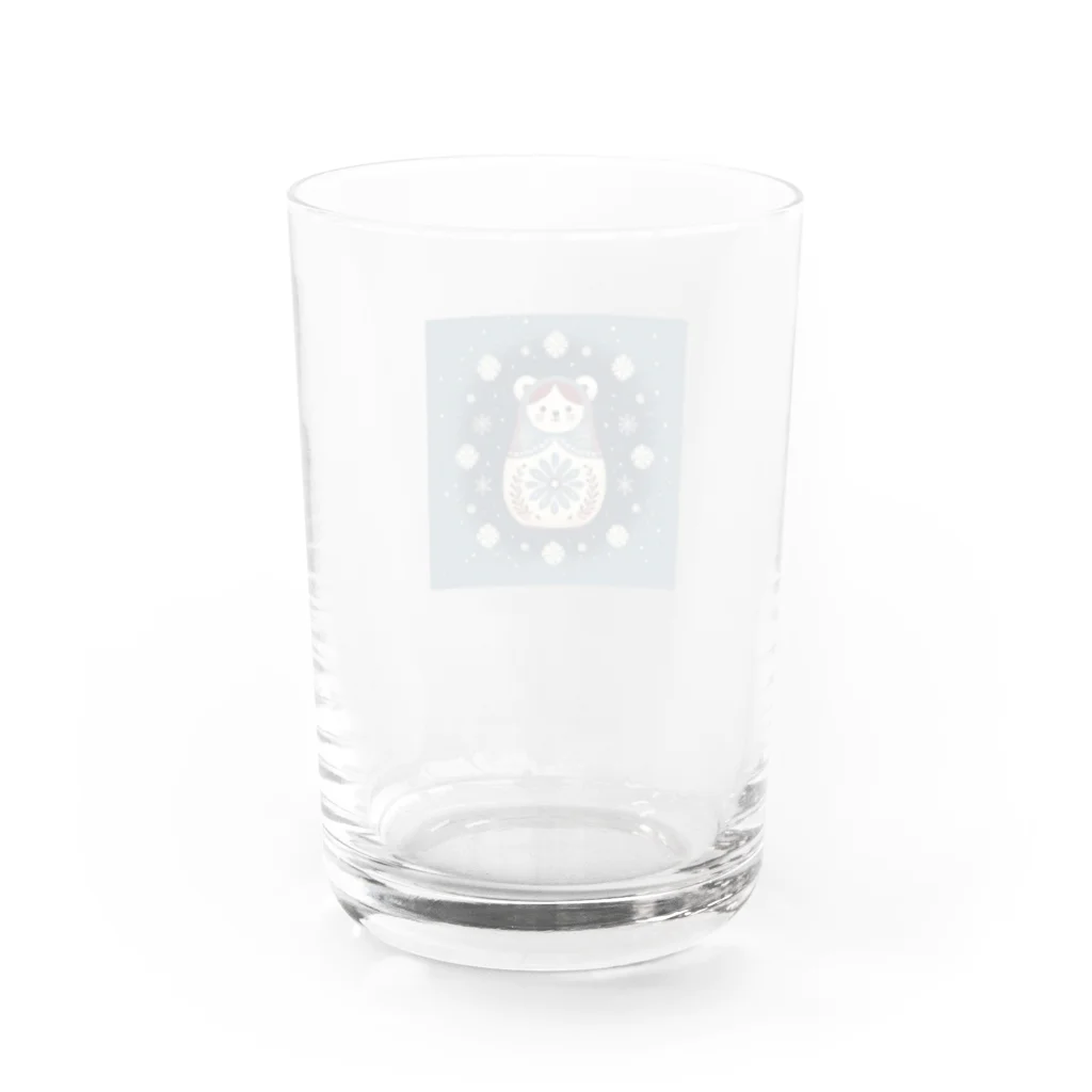 可愛い動物マトリョーシカのクマのマトリョーシカ（紺色） Water Glass :back