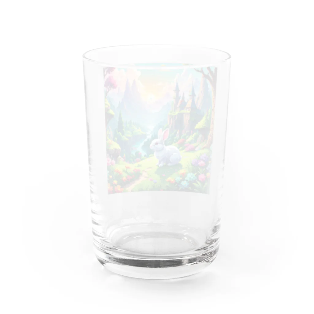 キラキラとどうぶつの魔法の国の白ウサギ Water Glass :back