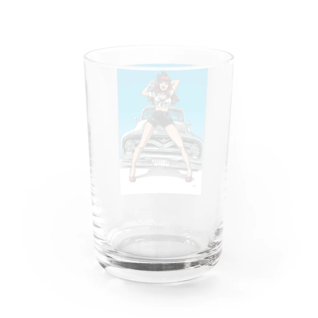 Ginger DesignsのPinupgirl with Pickup  truck Water Glass :back