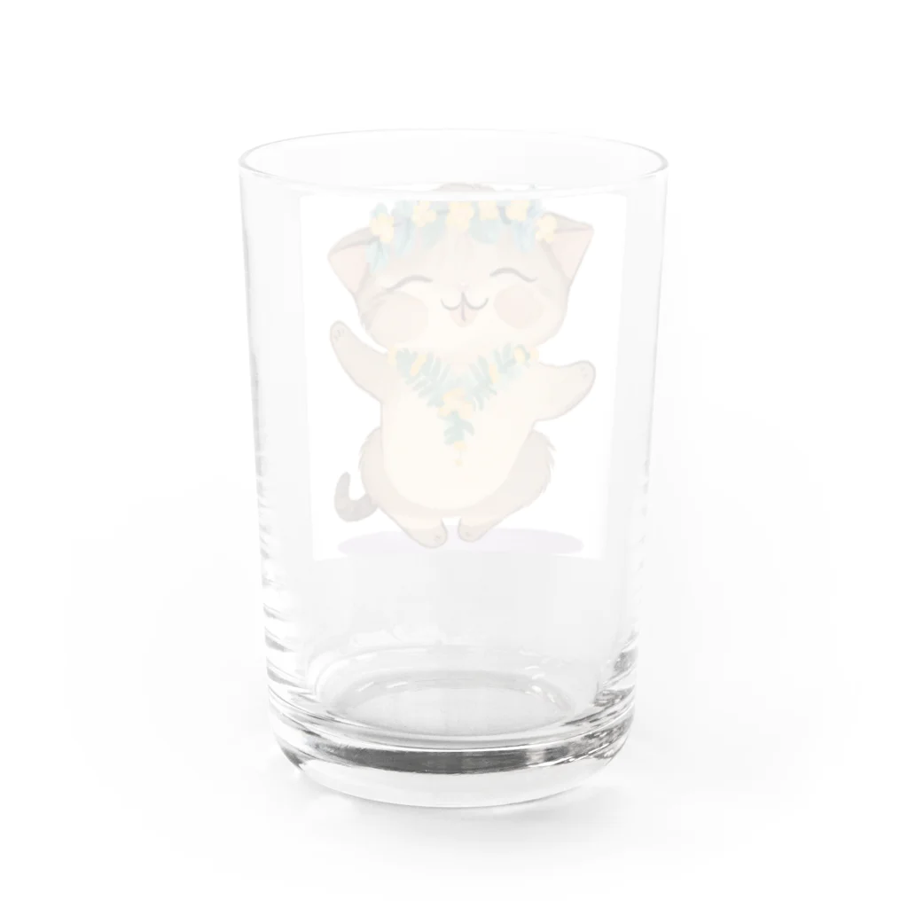 ハワイライフのアロハねこ Water Glass :back