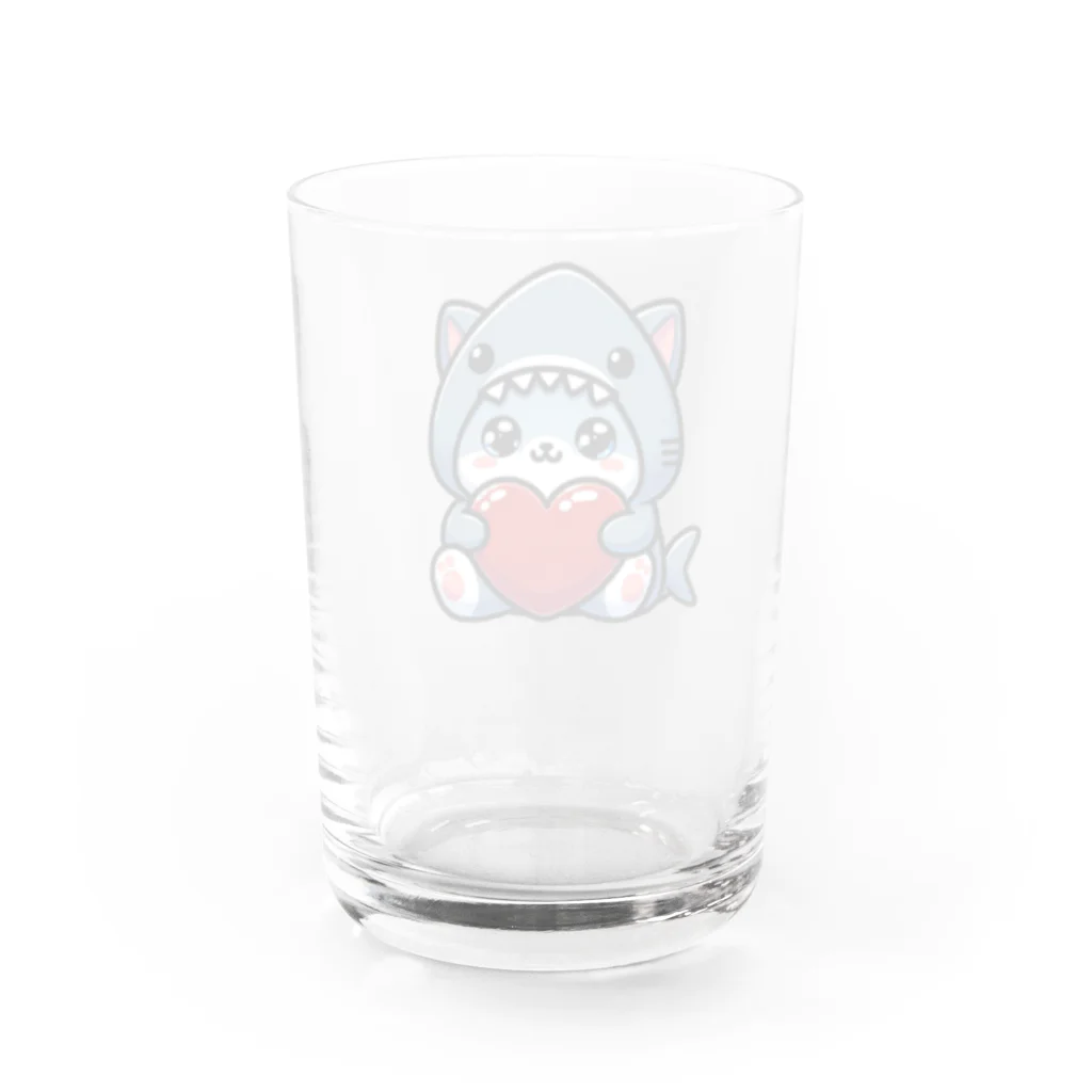 きぐるみあにまるず！のハート抱っこ着ぐるみネコ Water Glass :back