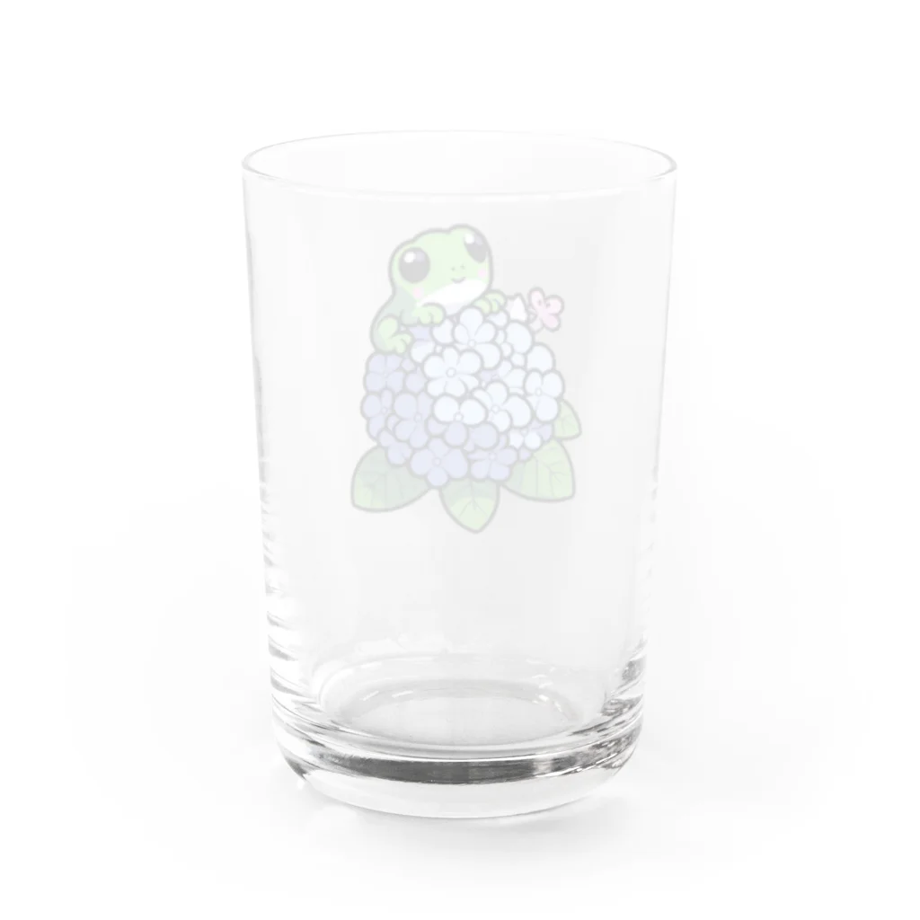 終わらない夢🌈のあじさいの花と🐸カエル君 Water Glass :back