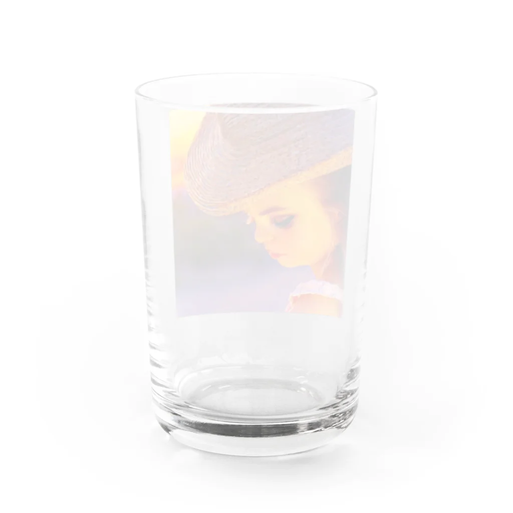 Natural Eleganceの麦わら帽子のクラシックガール Water Glass :back