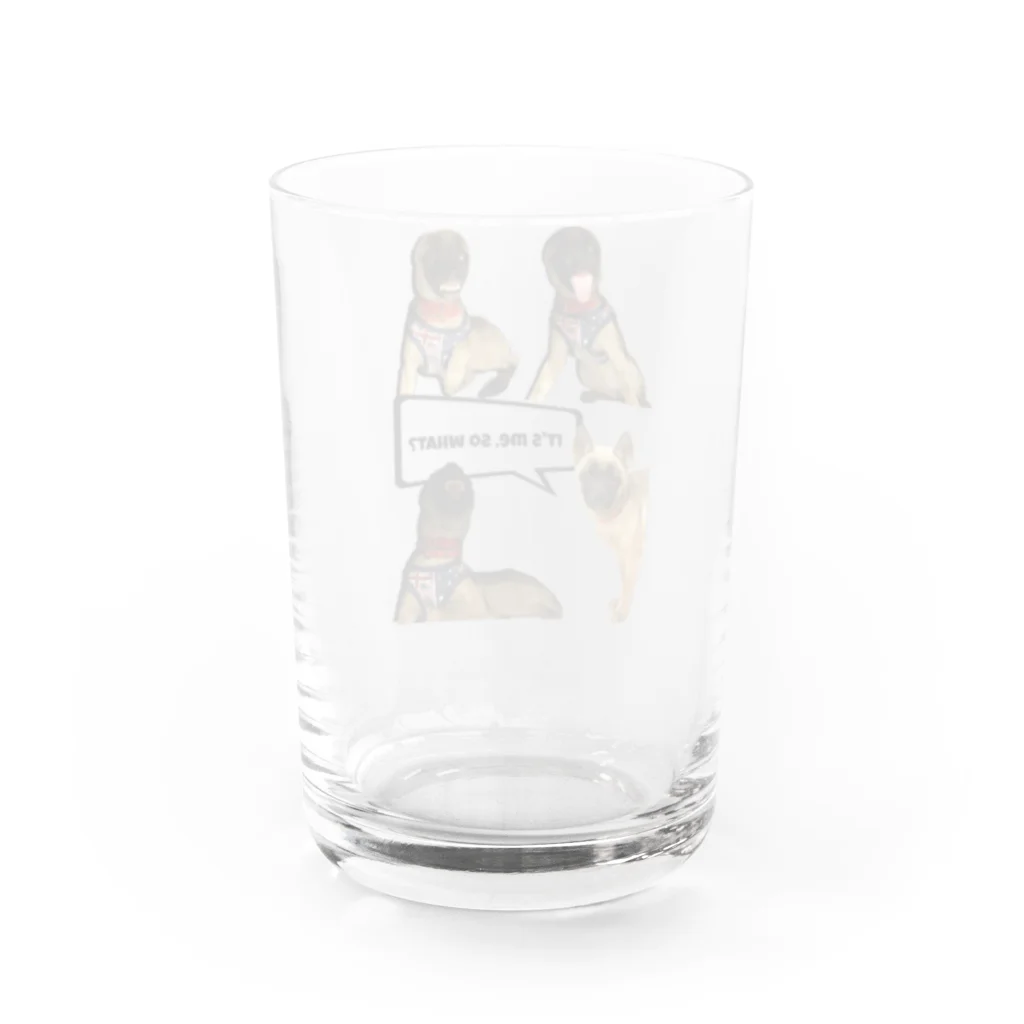 毛玉のおうちチャリティーグッズ販売suzuri部のIT'S me. SO WHAT? Water Glass :back