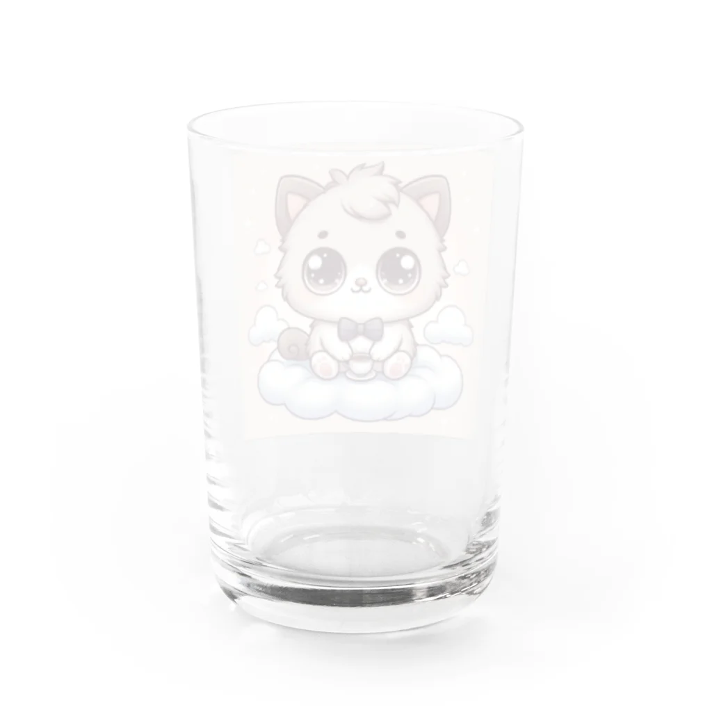 可愛い動物達の可愛い猫茶色 Water Glass :back