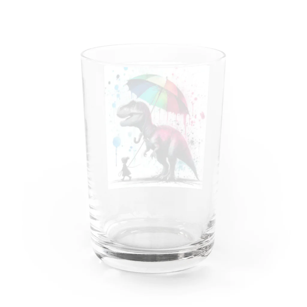 PALA's SHOP　cool、シュール、古風、和風、の恐竜と少女　Ⅲ Water Glass :back