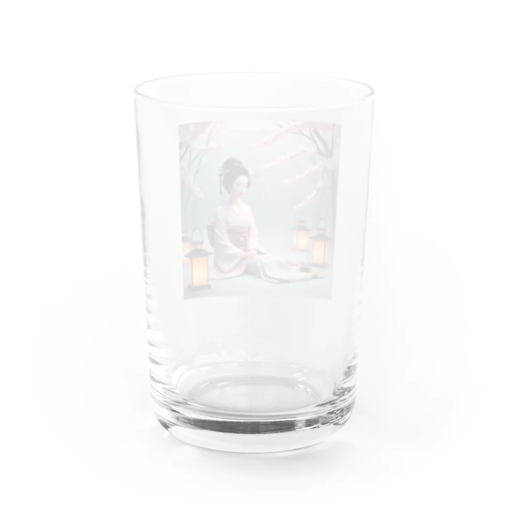 raimu-の着物女性と桜 Water Glass :back