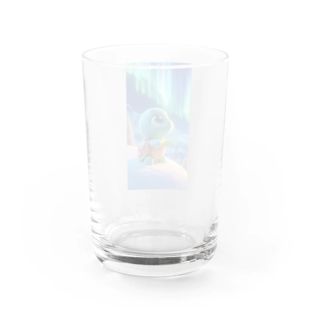 かめのオアシスのかめっちオーロラ見て感動 Water Glass :back