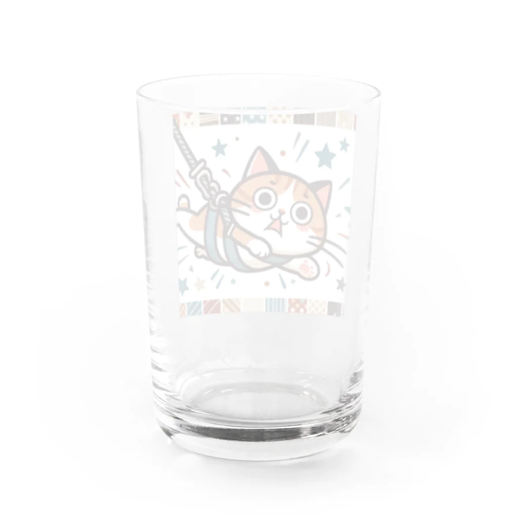 frogsystemの猫バンジー（アッ、飛んでしもた…） Water Glass :back