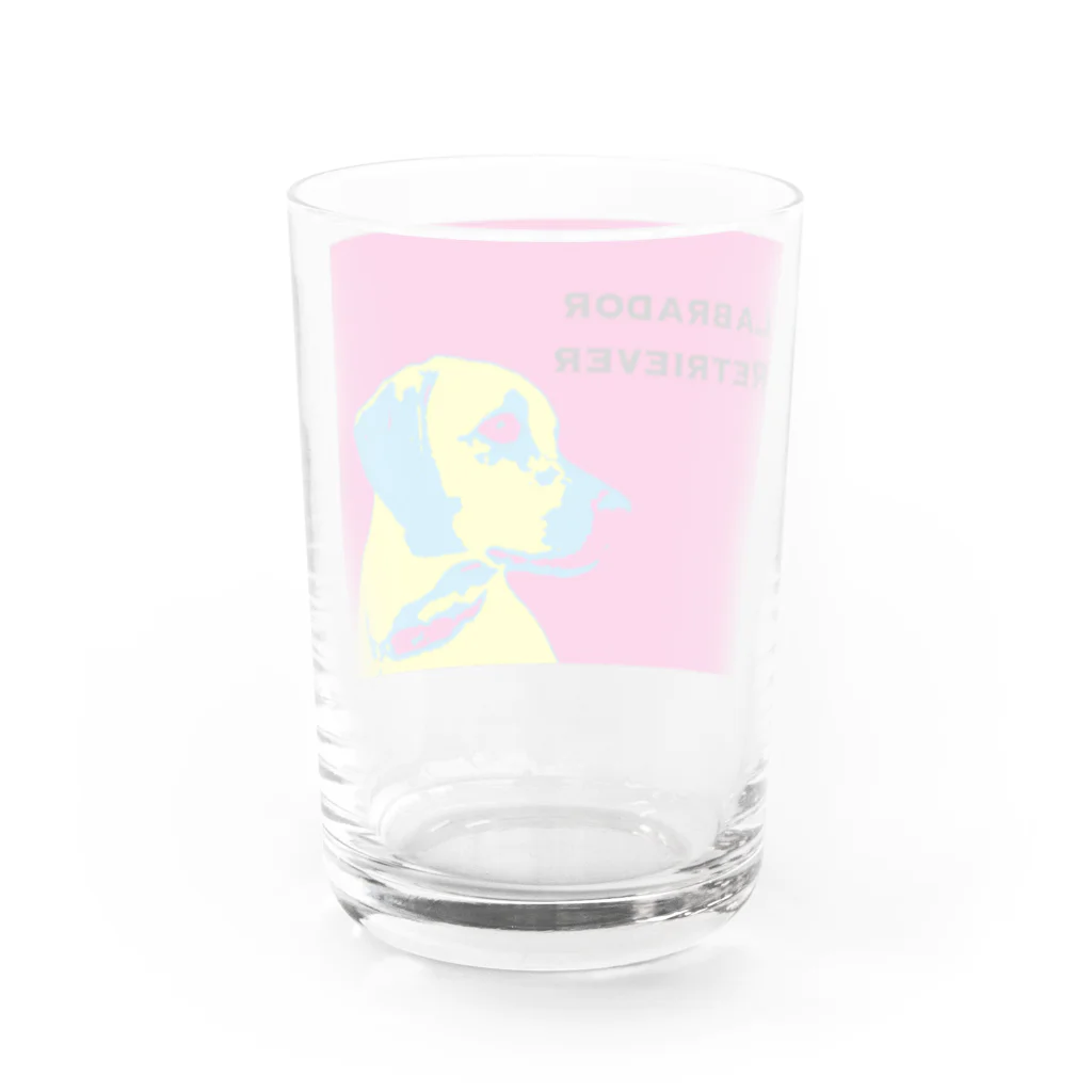 HanaTorantaのラブラドール　抽象化イエロー×ピンクver. Water Glass :back