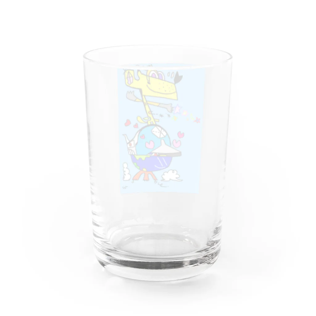 peace11newsの頑張る地球君の上・愛犬ベン・平和の星ビームを放つｖ(ｘｘ）＞ Water Glass :back