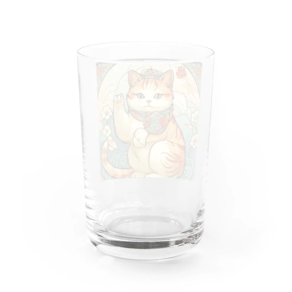 ゆまちゃんの開運雑貨屋さんのお客様を招く左手招き猫ミュシャ風 Water Glass :back