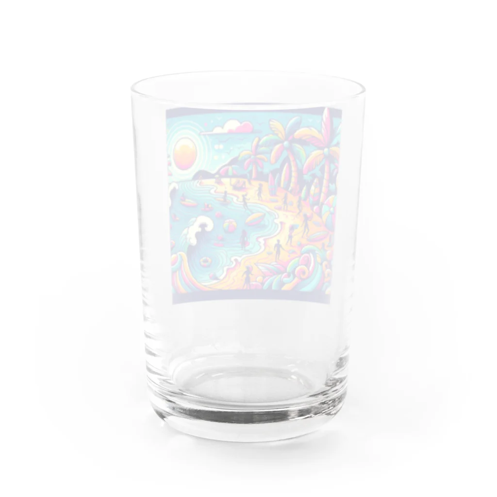 Ouga_の海岸が可愛く描かれた Water Glass :back