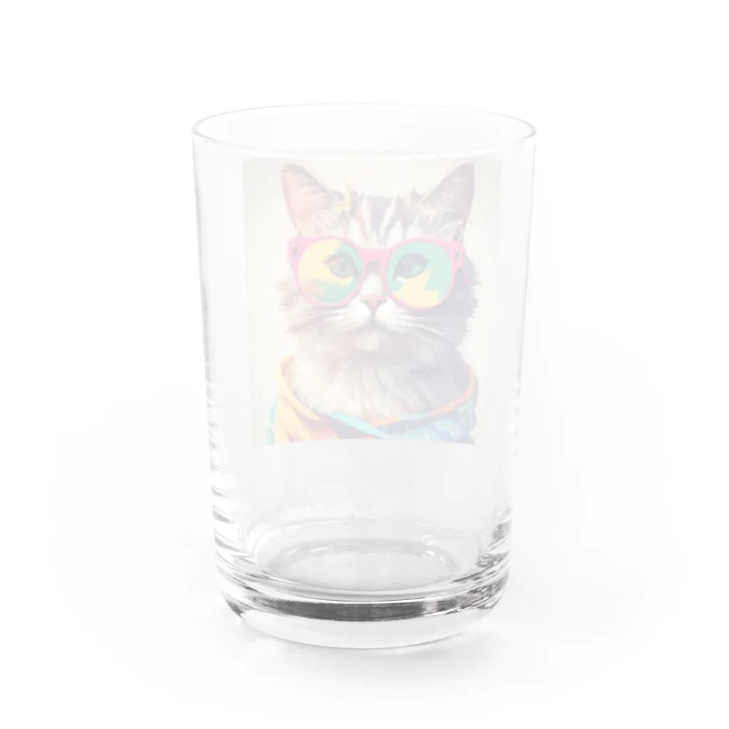 てんとくろ助のぱりぴねこ Water Glass :back